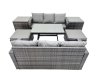 Fimous Garden Rattan Outdoor Furniture Set 8 Seater with 3 Seater Sofa 2 Side Table 2 Big Stools Dark Grey