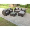 Fimous Lounge Dark Mixed Grey Rattan Sofa Set With Tables 2 Armchair Stool Outdoor Garden Furniture Patio 6 Seater