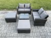 Fimous Rattan Garden Furniture Set 5 piece Patio Rattan Furniture Sofa Weaving Wicker includes 2 Double Seat Sofa, Coffee Table and 2 Big Footstool