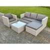 Fimous 5 Seat Light Grey Lounge Outdoor PE Rattan Garden Furniture Set Wicker Sofa Set Square Coffee Table With Armchair
