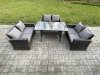 Fimous 6 Seater Rattan Wicker Garden Furniture Patio Conservatory Sofa Set Indoor Outdoor with Dining Table Double Seat Sofa