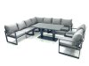 Fimous 9 Seater Outdoor Aluminum Garden Furniture Set Corner Sofa 2 Chairs Adjustable Rising Lifting Dining Table Sets Dark Grey