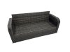 Fimous Rattan Garden Outdoor Furniture Set 3 Seater Sofa Square Coffee Table Set with Big Stool 2 Side Table Dark Grey Mixed