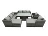 Fimous Rattan Dining Table Sofa Set with 2 Armchair 2 Stools Outdoor 10 Seat Garden Furniture Set Dark Grey Mixed
