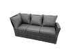 Fimous 10 Seat Rattan Garden Furniture Corner Sofa Set Outdoor Adjustable Lifting Dining or Coffee Table Set with 3 Footstools Dark Grey Mixed
