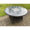 Fimous Rattan Garden Furniture Gas Fire Pit Rectangle Round Dining Table And Dining Chairs 6 Seater + Round Table