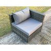 Fimous Outdoor Rattan Single Arm Corner Sofa Chair Garden Furniture With Seat and Back Cushion Dark Grey Mixed