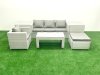 Fimous Outdoor Rattan Garden Furniture Set with Grey Cushions Luxury 5 Seater with Chair and Coffee Table For Conservatory,Patio