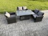 Fimous 4pcs Rattan Outdoor Garden Furniture Sofa Set Height Adjustable Rising Lifting Table Dark Grey Mixed