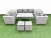 Fimous 9 Pieces Outdoor PE Rattan Sofa Armchair Set Patio Garden Furniture Sets with Cushions 2 Side Tables 2 Small Stools Light Grey