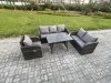Fimous Outdoor Rattan Garden Furniture Set 7 Seater Patio Lounge Sofa Set with Dining Table Dark Grey Mixed