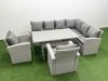 Fimous Rattan Garden Furniture Set Outdoor 8 Seater Patio Dining Corner Sofa Sets with Dining Table Chair Light Grey Mixed