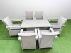 Fimous Rattan Garden Furniture Set with Rectangular Dining Table And Dining Chairs 6 Seater Light Grey Mixed