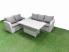 Fimous 5 Seater PE Rattan Wicker Garden Furniture Patio Conservatory Sofa Set with Adjustable Lifting Dining or Coffee Table 3 Seater Sofa Love Sofa