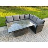 Fimous PE Rattan Corner Garden Furniture High Back Sofa Set Adjustable Rising Lifting Table Set 6 Seater