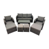 Fimous Rattan Garden Outdoor Furniture Set 3 Seater Sofa Reclining Chair Coffee Table with 4 Footstools
