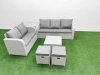 Fimous 7 Seater PE Rattan Wicker Garden Furniture Patio Conservatory Sofa Set with Square Coffee Table 3 Seater Sofa Love Sofa 2 Stools Side Table