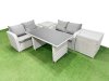 Fimous 5 Pieces Outdoor PE Rattan Sofa Set Patio Garden Furniture Sets with Cushions 2 Side Tables Light Grey