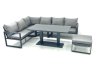 Fimous Aluminum Outdoor Garden Furniture Set Corner Sofa Big Footstool Adjustable Rising Lifting Dining Table Sets Dark Grey