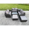 Fimous Wicker PE Rattan Garden Furniture Set 8 Seater Outdoor Lounge Sofa Set with Love Sofa Coffee Table Side Table 2 Big Footstool Dark Grey Mixed