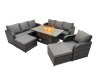 Fimous Garden Outdoor Rattan Furniture Set Rattan Reclining Chair 3 Seater Sofa with Big Stool Dark Grey Mixed
