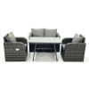 Fimous Outdoor Garden Furniture Set Rattan Sofa Dining Table Set with Reclining Chair Dark Grey Mixed