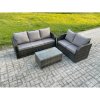 Fimous 5 Seater Rattan Wicker Garden Furniture Patio Conservatory Sofa Set with Rectangular Coffee Table 3 Seater Sofa Love Sofa