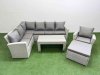 Fimous Rattan Garden Furniture Set Outdoor 8 Seater Corner Sofa Sets with Oblong Coffee Table Chair Big Footstool Light Grey Mixed
