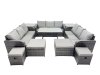 Fimous Garden Rattan Outdoor Furniture Set 13 Seater with 3 Seater Sofa 4 Stools 2 Side Tables Dark Grey