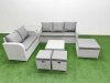 Fimous 8 Seater PE Rattan Wicker Garden Furniture Patio Conservatory Sofa Set with Square Coffee Table 3 Seater Sofa Love Sofa 3 Stool Side Table