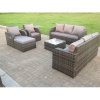 Fimous Dark Grey Mix PE Wicker Rattan Garden Furniture Set Sofa Set Reclining Adjustable Chair 9 Seater