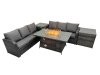 Fimous Garden Outdoor Rattan Furniture Set Rattan 3 Seater Sofa with 2 Side Table Dark Grey Mixed