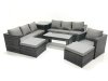 Fimous 9 Seater Rattan Garden Outdoor Furniture Set with 3 Seater Sofa Coffee Table 2 Big Footstool Side table