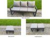 Fimous 7 Pieces Garden Furniture Set Aluminium Adjustable Rising Lifting Dining Table and Sofa Set with 2 Side Tables 2 Small Footstools Dark Grey