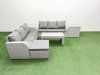 Fimous Outdoor Garden Furniture Sets 7 Seater Wicker Rattan Furniture Sofa Sets with Oblong Coffee Table high Back Lounge Sofa Big Footstool 2 Side Table Light Grey