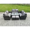 Fimous Outdoor Garden Furniture Sets 6 Pieces Wicker Rattan Furniture Sofa Sets with Rectangular Coffee Table Love seat Sofa 2 Small Footstools