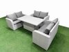 Fimous 6 Seater PE Wicker Rattan Furniture Sofa Sets with Adjustable Lifting Dining or Coffee Table 2 Seater Love Sofa Light Grey