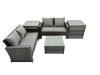 Fimous PE Rattan Garden Furniture Set Lounge Double Seat Sofa Coffee Table Set with 2 Side Tables Dark Grey Mixed