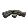 Fimous Rattan Garden Outdoor Furniture Set 3 Seater Sofa Square Coffee Table Set with 2 Side Tables Dark Grey Mixed