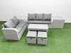 Fimous 7 Seater PE Rattan Wicker Garden Furniture Patio Conservatory Sofa Set with Oblong Coffee Table 3 Seater Sofa Love Sofa 2 Stools 2 Side Table