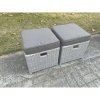 Fimous 2 Pcs PE Rattan Fully Assembled Small Footstool Outdoor Garden Furniture Patio Furniture Light Grey Mixed