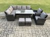 Fimous 10 Seater Garden Rattan Furniture Corner Dining Set with 2 Small Footstools Armchair Indoor Outdoor Lounge Sofa Set Dark Grey Mixed