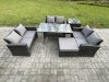 Fimous 7 Seater Rattan Wicker Garden Furniture Patio Conservatory Sofa Set Indoor Outdoor with Dining Table Double Seat Sofa Big Footstool Side Table