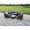 Fimous Wicker PE Rattan Garden Furniture Set Outdoor Lounge Sofa Set with Love Sofa Square Coffee Table Dark Grey Mixed