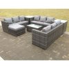 Fimous Rattan Garden Furniture Set Corner Sofa Coffee Table Lounge 10 Seater Outdoor Conservatory