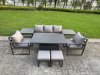 Fimous 7-Piece Aluminium Garden Furniture Sets 7 Seater Outdoor Sofa Set with Adjustable Rising Lifting Dining Table 2 Chairs 2 Small Footstools Side Table