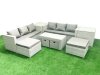 Fimous Outdoor Rattan Garden Furniture Set with Grey Cushions Luxury 10 Seater with Coffee Table and 2 Side Tables For Conservatory,Patio