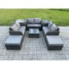Fimous 8 Seater Outdoor Garden Furniture Sets Wicker Rattan Furniture Sofa Sets with Square Coffee Table Love seat Sofa 2 Big Footstool 2 Side Tables