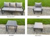 Fimous 5-Piece Aluminium Garden Furniture Sets 6 Seater Outdoor Sofa Set with Adjustable Rising Lifting Dining Table 2 Chairs Big Footstool