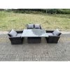 Fimous Rattan Outdoor Furniture Adjustable Rising Lifting Rectangle Dining Table Chairs Two Seater Love Sofa Sets 4 Seater